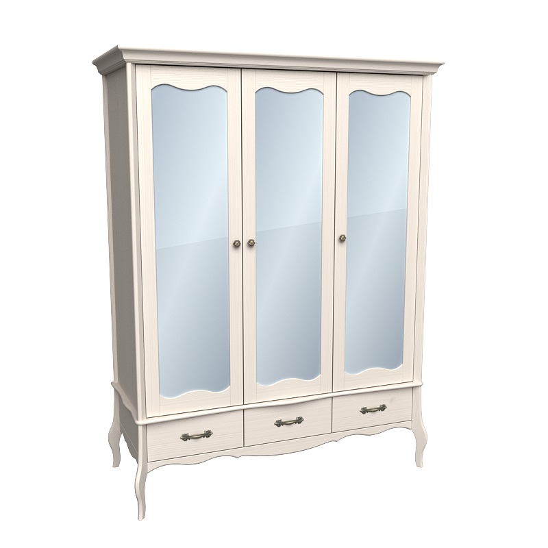 Шкаф 3х дверный с зеркалом Лебо бежевый воск открытый Шкаф 3х дверный с зеркалом Лебо бежевый воск открытый