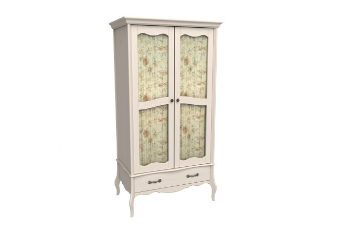 Деревянный двух - дверный шкаф 2 дверки стекло бежевый воск Шкаф 2х дверный ЛеБо со стеклянными дверями бежевый воск