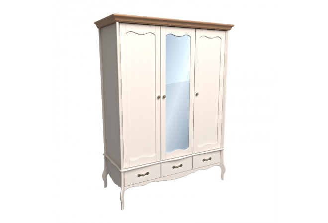 Шкаф 3х дверный с зеркалом Лебо бежевый воск/браун Шкаф 3х дверный с зеркалом Лебо бежевый воск/браун