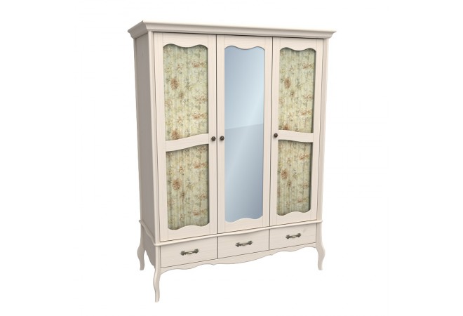 Шкаф 3х дверный с двумя стеклянными дверями и зеркалом ЛеБо бежевый воск Шкаф 3х дверный с двумя стеклянными дверями и зеркалом ЛеБо бежевый воск