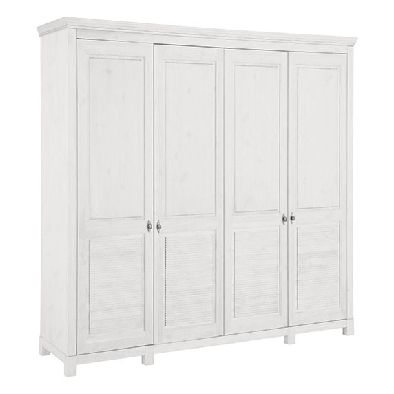 Шкаф для одежды деревянный - 4 глухих дверцы (белый воск УКВ) - массив сосны Шкаф для одежды Рауна 40(белый воск УКВ)