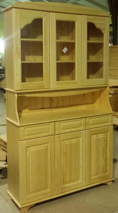 Буфет Владимир 3-х дверный в лаке массив сосны купить в Москве Буфет на кухню Владимир 3-х дверный в лаке массив сосны