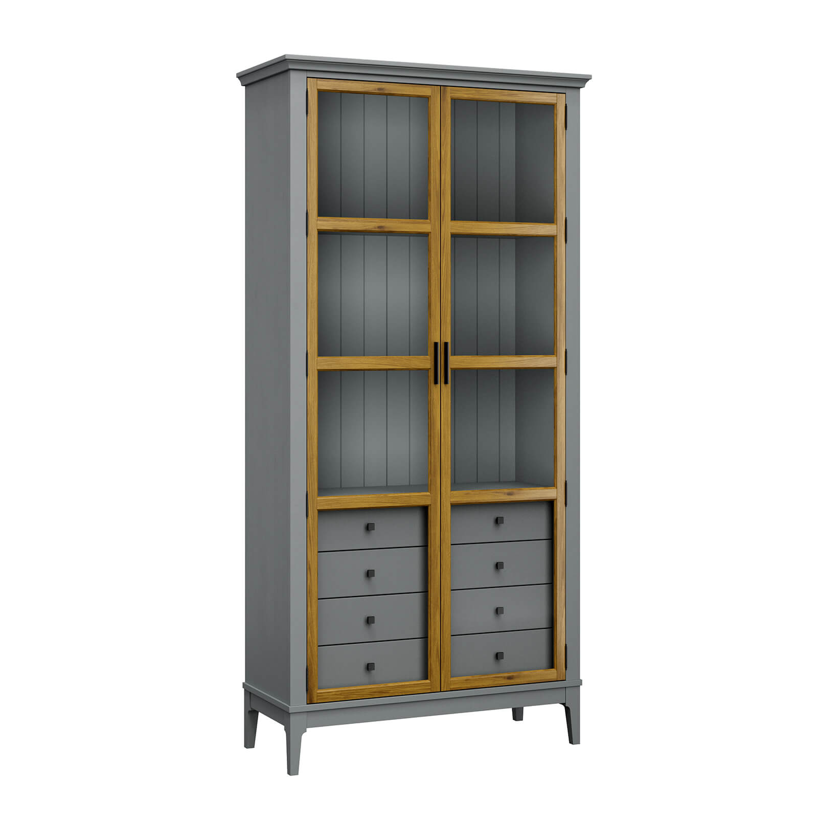 Деревянный книжный шкаф Квадро-С 220/04 серый 7042 - антик 24 массив сосны картинка 1 Деревянный книжный шкаф Квадро-С 220/04 серый 7042 - антик 24 массив сосны картинка 1