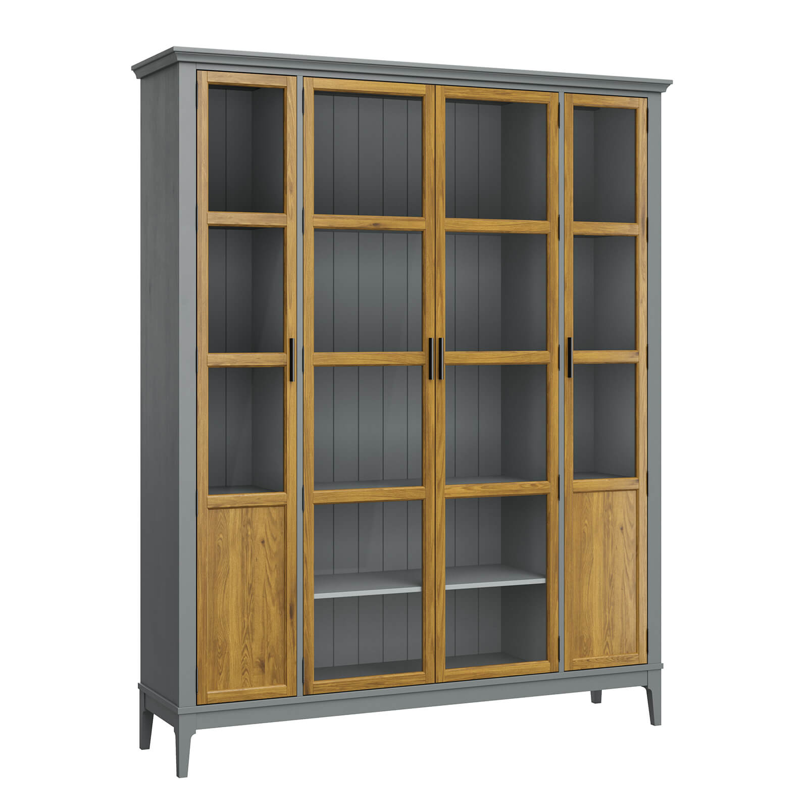 Деревянный книжный шкаф Квадро-С 422С серый 7042 - антик 24 массив сосны картинка 1 Деревянный книжный шкаф Квадро-С 422С серый 7042 - антик 24 массив сосны картинка 1
