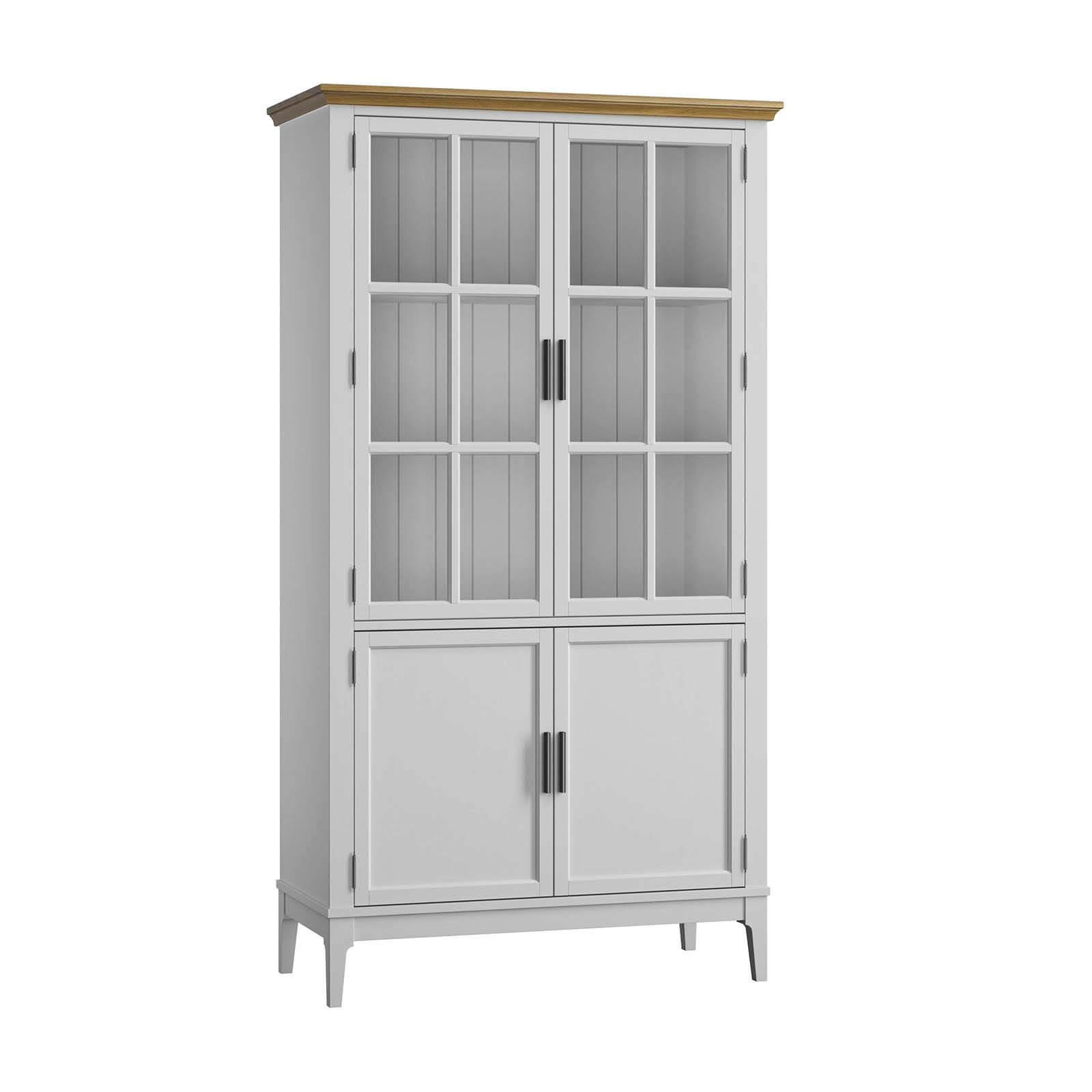 Шкаф для посуды Квадро-С 22-185 белый лак - антик 24 купить в Москве Коллекция мебели Квадро - С массив сосны / Шкаф для посуды 22-185 белый лак - антик 24