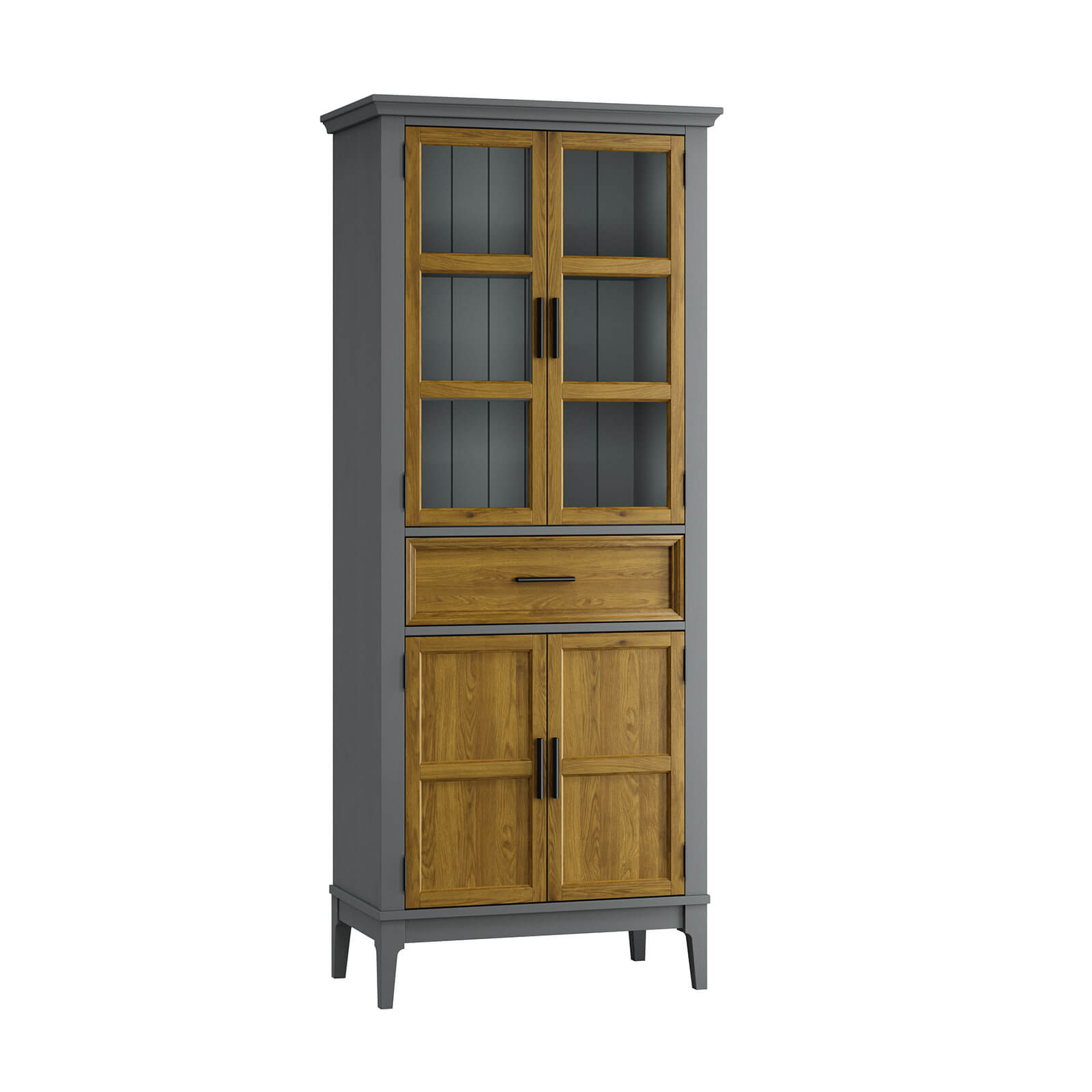 Шкаф для посуды Квадро - С 221-185 массив сосны белый лак купить в Москве от производителя ММЦ Коллекция мебели Квадро - С / Шкаф для посуды 221-185 серый 7042-антик 24 купить недорого