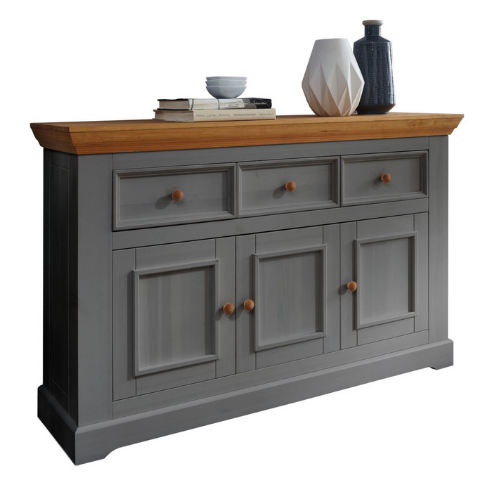 Комод буфета 3 двери 3 ящика Форест серый 7012/бейц-масло картинка 1 Комод буфета 3 двери 3 ящика Форест серый 7012/бейц-масло картинка 1