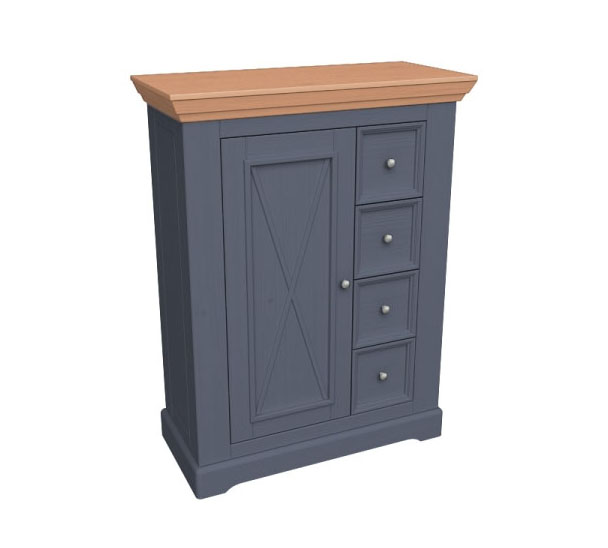 Комод Форест 1 дверь 4 ящика серый 7012/бейц-масло картинка 1 Комод Форест 1 дверь 4 ящика серый 7012/бейц-масло картинка 1