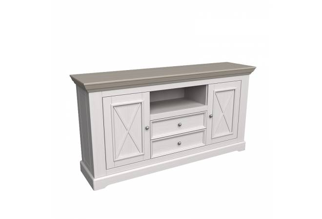 Комод Форест - массив сосны с 2 дверями и 2 ящиками белый воск - антрацит Комод Форест - массив сосны с 2 дверями и 2 ящиками белый воск - антрацит