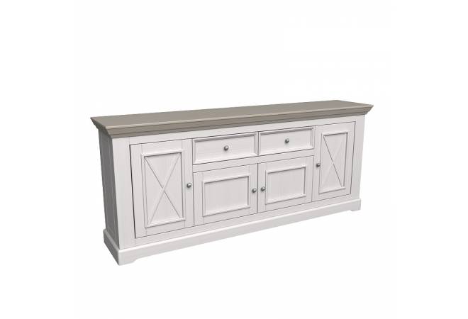 Комод белый воск/антрацит массив сосны от ММЦ Комод Форест 4 двери 2 ящика белый воск/антрацит