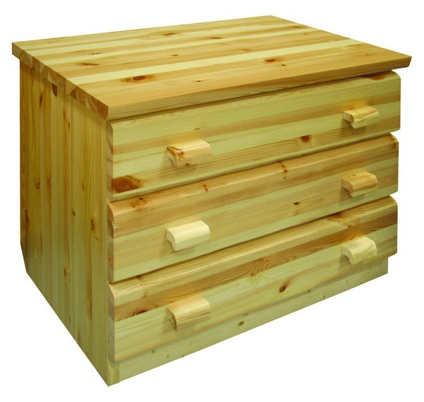 Комод деревянный в лаке с тремя ящиками Комод Скандинавия 3 ящика