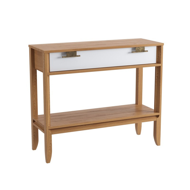 Консоль Бридж 1 ящик и полка браун/белый лак Консоль Бридж 1 ящик и полка браун/белый лак