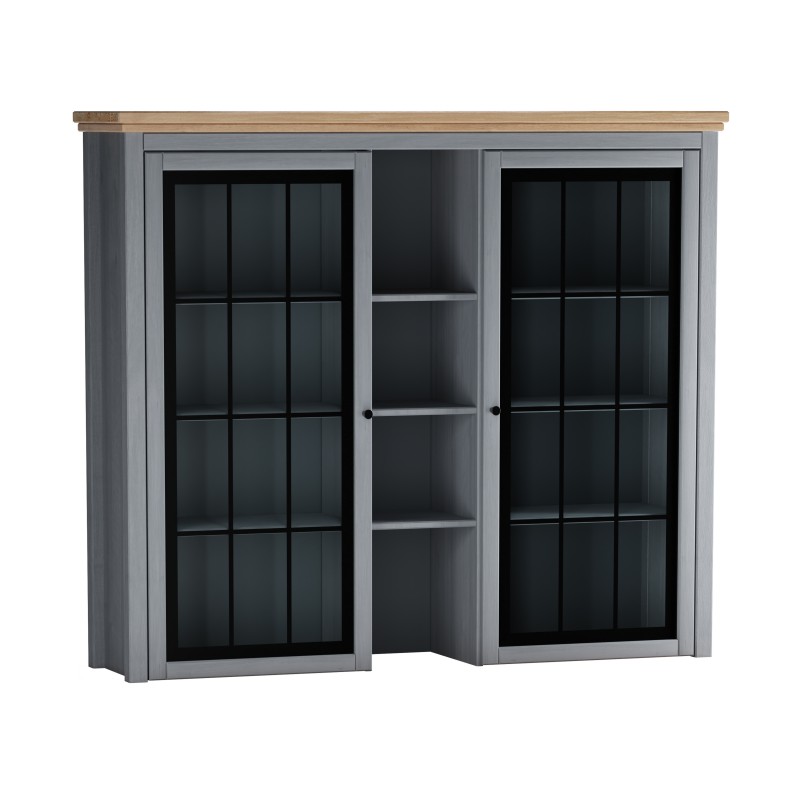 Надстройка буфета Сканди 2 стеклянные двери серый 7046/антик Надстройка буфета Сканди 2 стеклянные двери серый 7046/антик