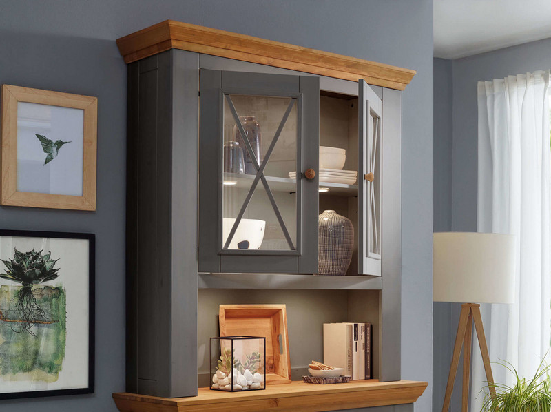 Надстройка комода 2 двери Форест серый 7012/бейц-масло картинка 1 Надстройка комода 2 двери Форест серый 7012/бейц-масло картинка 1