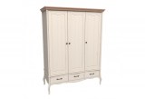 Шкаф 3х дверный с глухими дверями LEBO бежевый воск/антик