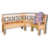 Скамья угловая из массива сосны с подлокотниками