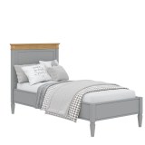 Деревянная Кровать односпальная Ольса-90 серый №7042 + антик №24 мебель Ольса из сосны