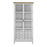 Деревянный книжный шкаф  Квадро-С 220/04 белый лак - антик 24  массив сосны картинка 2