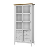 Деревянный книжный шкаф  Квадро-С 220/04 белый лак - антик 24  массив сосны картинка 3