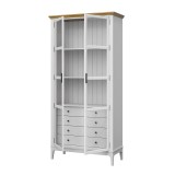 Деревянный книжный шкаф  Квадро-С 220/04 белый лак - антик 24  массив сосны картинка 4