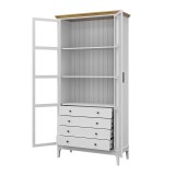 Деревянный книжный шкаф  Квадро-С 220/04 белый лак - антик 24  массив сосны картинка 5