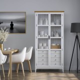 Деревянный книжный шкаф  Квадро-С 220/04 белый лак - антик 24  массив сосны картинка 8