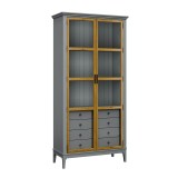 Деревянный книжный шкаф  Квадро-С 220/04 серый 7042 - антик 24  массив сосны картинка 1