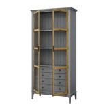 Деревянный книжный шкаф Квадро-С 220/04 серый 7042 - антик 24 массив сосны картинка 4 Деревянный книжный шкаф Квадро-С 220/04 серый 7042 - антик 24 массив сосны картинка 4