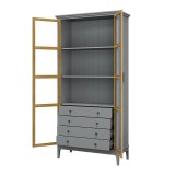 Деревянный книжный шкаф Квадро-С 220/04 серый 7042 - антик 24 массив сосны картинка 5 Деревянный книжный шкаф Квадро-С 220/04 серый 7042 - антик 24 массив сосны картинка 5