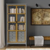 Деревянный книжный шкаф Квадро-С 220/04 серый 7042 - антик 24 массив сосны картинка 7 Деревянный книжный шкаф Квадро-С 220/04 серый 7042 - антик 24 массив сосны картинка 7