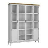 Деревянный книжный шкаф Квадро-С 422С белый лак - антик 24  массив сосны картинка 1