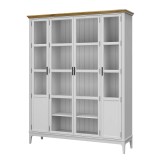 Деревянный книжный шкаф Квадро-С 422С белый лак - антик 24  массив сосны картинка 3