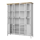 Деревянный книжный шкаф Квадро-С 422С белый лак - антик 24  массив сосны картинка 4