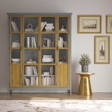 Деревянный книжный шкаф Квадро-С 422С серый 7042 - антик 24 массив сосны картинка 6 Деревянный книжный шкаф Квадро-С 422С серый 7042 - антик 24 массив сосны картинка 6