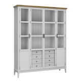 Деревянный шкаф для книг «Квадро-С» 422С/04 белый лак- антик картинка 1