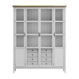 Деревянный шкаф для книг «Квадро-С» 422С/04 белый лак- антик картинка 2