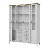 Деревянный шкаф для книг «Квадро-С» 422С/04 белый лак- антик картинка 5