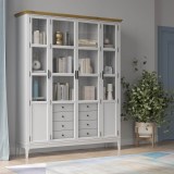 Деревянный шкаф для книг «Квадро-С» 422С/04 белый лак- антик картинка 8