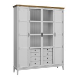 Деревянный шкаф книжный Квадро-С 422Ф/04 белый лак - антик 24 картинка 1