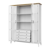 Деревянный шкаф книжный Квадро-С 422Ф/04 белый лак - антик 24 картинка 4