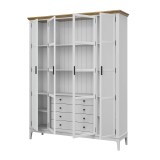 Деревянный шкаф книжный Квадро-С 422Ф/04 белый лак - антик 24 картинка 5