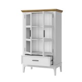 Коллекция мебели Квадро - С из сосны / Шкаф для посуды 21 белый лак - антик 24 №2 Коллекция мебели Квадро - С из сосны / Шкаф для посуды 21 белый лак - антик 24 №2