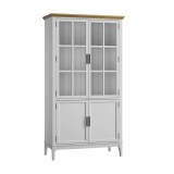 Коллекция мебели Квадро - С массив сосны / Шкаф для посуды 22-185 белый лак - антик 24