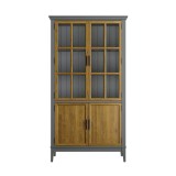 Коллекция мебели Квадро - С массив сосны / Шкаф для посуды 22-185 серый №7042 + антик №24-1 Коллекция мебели Квадро - С массив сосны / Шкаф для посуды 22-185 серый №7042 + антик №24-1