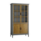 Коллекция мебели Квадро - С массив сосны / Шкаф для посуды 22-185 серый №7042 + антик №24