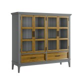 Коллекция мебели Квадро - С массив сосны / Шкаф для посуды 42 серый 7042-антик 24  картинка 1