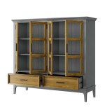 Коллекция мебели Квадро - С массив сосны / Шкаф для посуды 42 серый 7042-антик 24  картинка 3