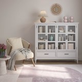 Коллекция мебели Квадро - С массив сосны / Шкаф для посуды 42 белый лак  купить недорого скидки