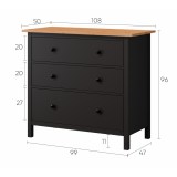 Комод 3 ящика ХЕМНЭС (Россия) венге /светло-коричневый -4 Комод 3 ящика ХЕМНЭС (Россия) венге /светло-коричневый -4