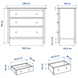 Комод с 3 ящиками КАНТРИ (ХЕМНЭС) белый  - картинка 9